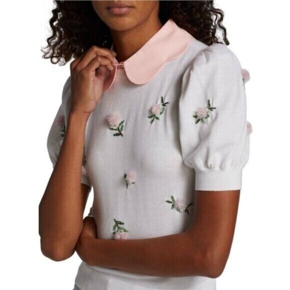 ALICE + OLIVIA CHASE PUFF SLEEVE TOP SIZE S NEW - Picture 1 of 9